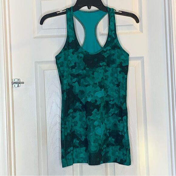 Lululemon Cool Racerback Clouded Dreams Cosmic Teal Multi Size 4 - Picture 4 of 8